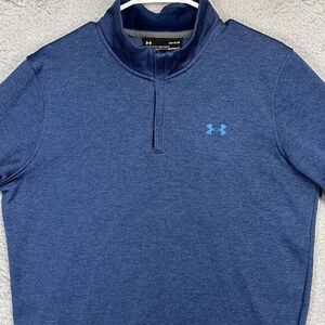 Under Armour Sweater Adult Medium Cold Gear Blue Fleece Pullover Sweatshirt Mens